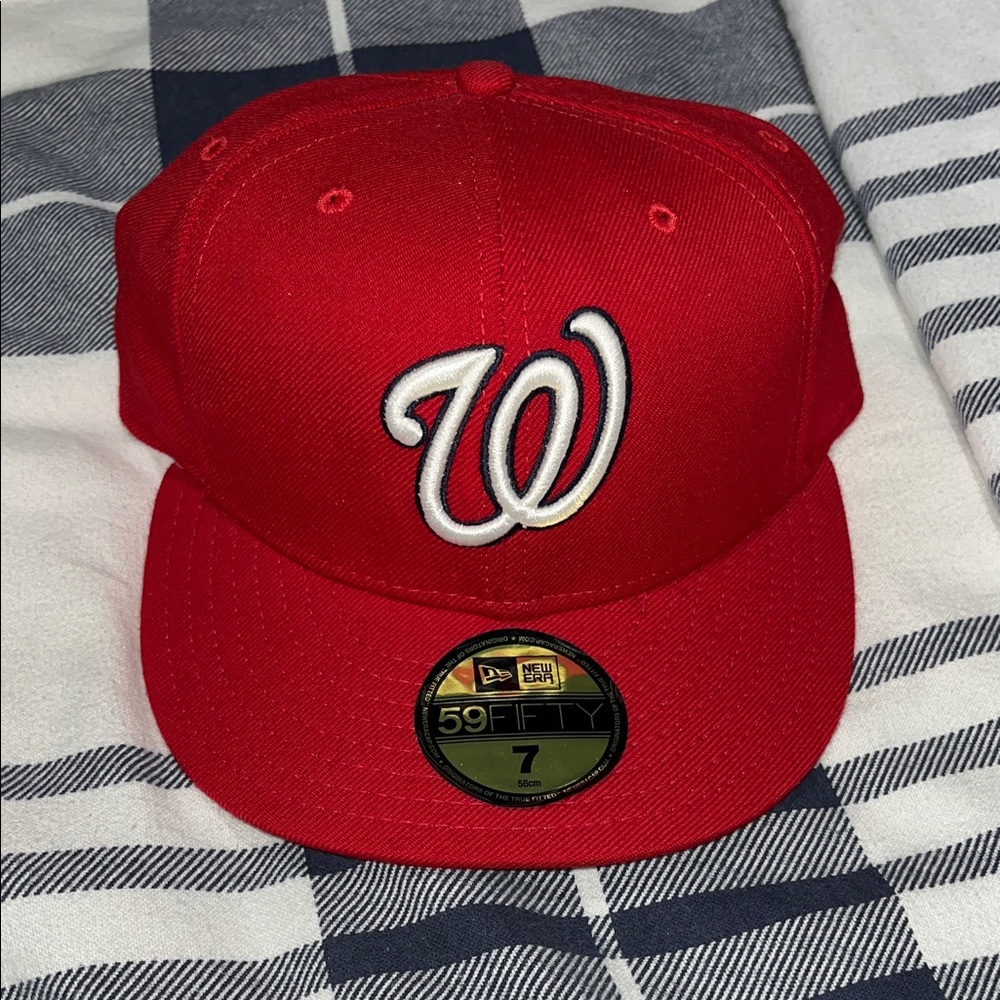 New Era Washington Nationals Red 59FIFTY Baseball Cap size 7 NWT